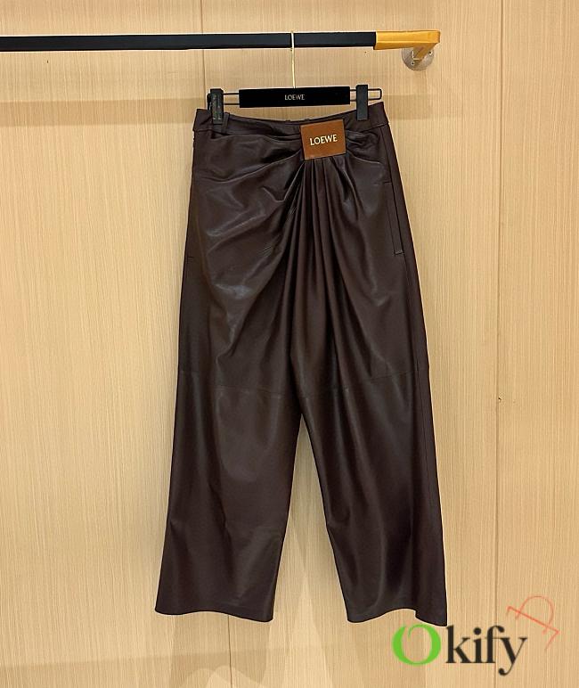 Okify Loewe Brown Leather Jeans 24599 - 1