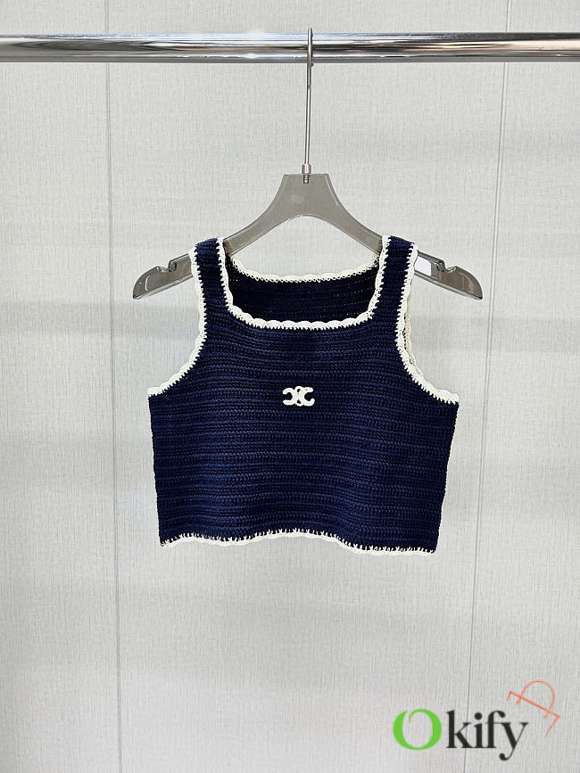 Okify Celine Crochet Dark Blue Tank Top  - 1
