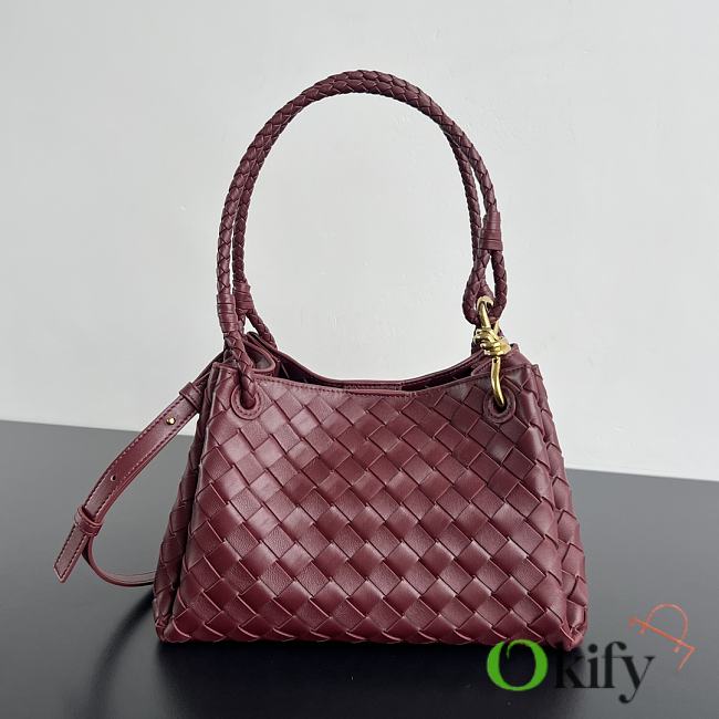 Okify Bottega Veneta Medium Parachute Bag In Dark Red 29.5x18.5x17.5cm - 1