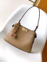 Okify Fendi Peekaboo Soft Small Bag In Light Brown 29x12x19cm - 3