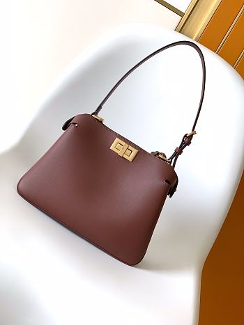 Okify Fendi Peekaboo Soft Small Bag In Dark Red 29x12x19cm