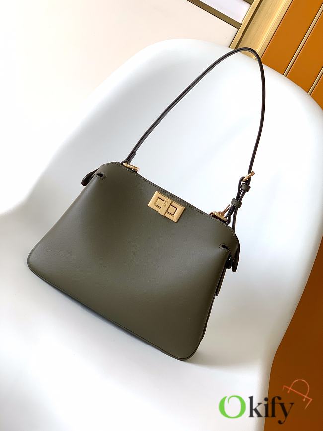 Okify Fendi Peekaboo Soft Small Bag In Olive Green 29x12x19cm - 1