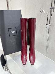 Okify YSL Red Leather Boots 7cm 24660 - 4