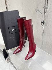 Okify YSL Red Leather Boots 7cm 24660 - 6