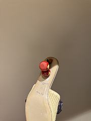 Okify Louis Vuitton Cherry Heel Raffia Sandals In Beige - 6