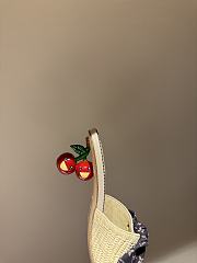 Okify Louis Vuitton Cherry Heel Raffia Sandals In Beige - 5