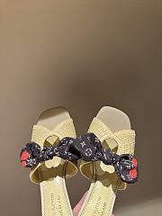 Okify Louis Vuitton Cherry Heel Raffia Sandals In Beige - 2