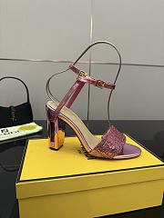 Okify Fendi Delfina Sequin High Heel Sandals In Pink 10cm - 3