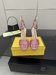 Okify Fendi Delfina Sequin High Heel Sandals In Pink 10cm - 2