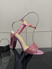 Okify Fendi Delfina Sequin High Heel Sandals In Pink 10cm - 1