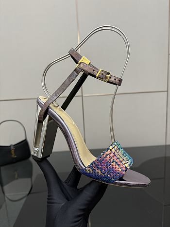 Okify Fendi Delfina Sequin High Heel Sandals In Rainbow 10cm