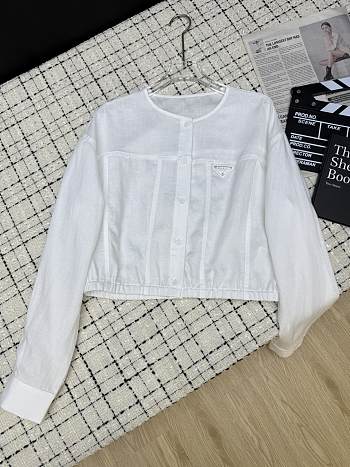 Okify Prada White Thin Linen Jacket 