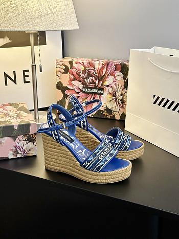 Okify Dolce & Gabbana Blue Wedge Sandals 