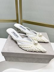 Okify Jimmy Choo White Pearl Heels 5cm  - 5