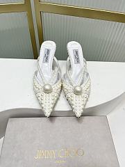 Okify Jimmy Choo White Pearl Heels 5cm  - 1