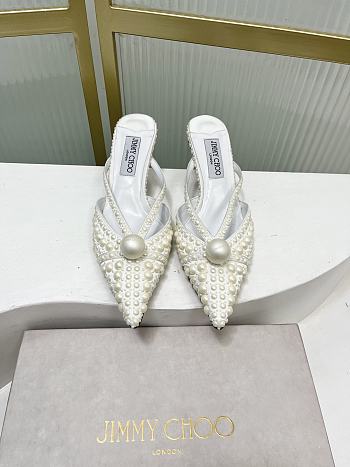 Okify Jimmy Choo White Pearl Heels 5cm 