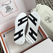 Okify Hermes Bouncing Sneakers In White With Black H  - 5