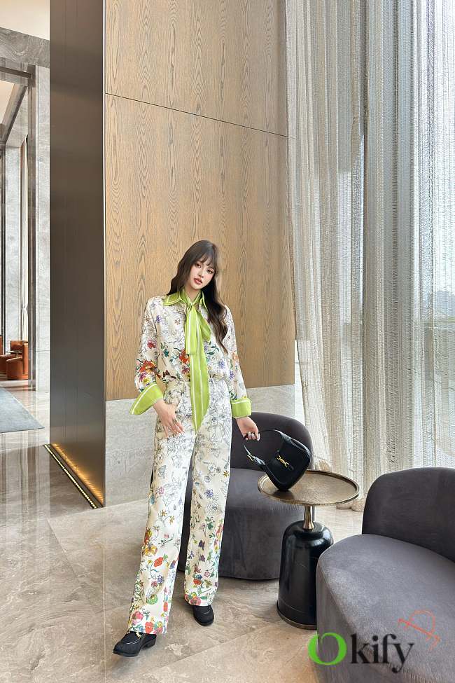 Okify Gucci Set Of Flower Shirt And Pants - 1