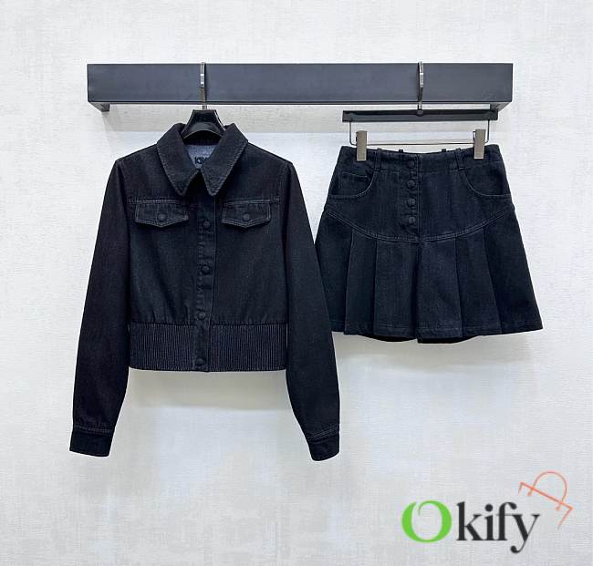 Okify Fendi Set Of Denim Jacket And Skirt 24699 - 1