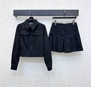 Okify Fendi Set Of Denim Jacket And Skirt 24699