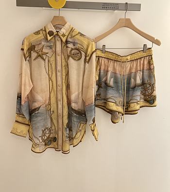 Okify Zimmerman Set Of Silk Shirt And Shorts 