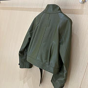 Okify Loewe Olive Green Leather Jacket - 6