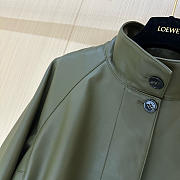 Okify Loewe Olive Green Leather Jacket - 5