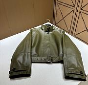Okify Loewe Olive Green Leather Jacket - 4