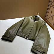 Okify Loewe Olive Green Leather Jacket - 3