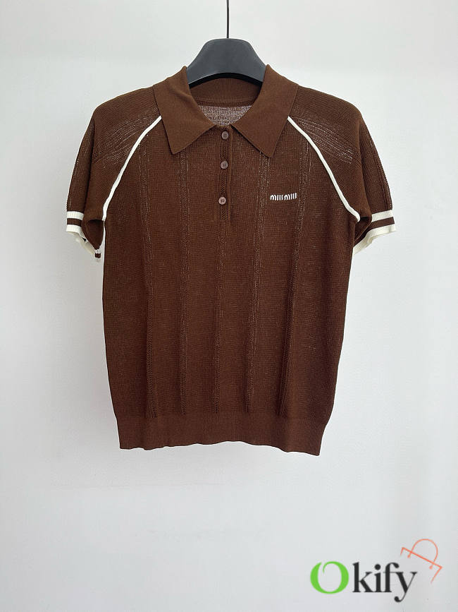 Okify MiuMiu Brown Polo Shirt 24704 - 1