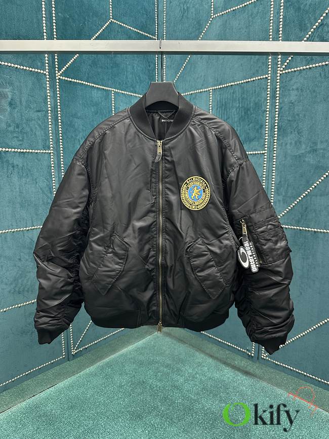 Okify Balenciaga Black Bomber Jacket - 1