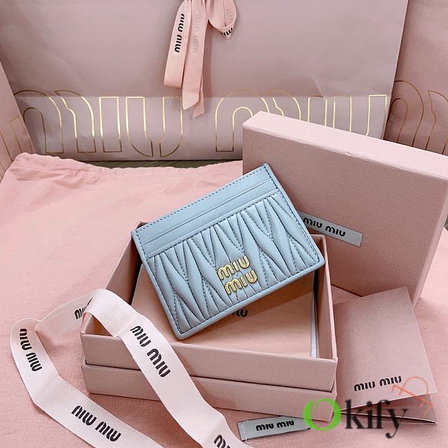 Okify MiuMiu Light Blue Card Holder 8x10.5cm 24712 - 1