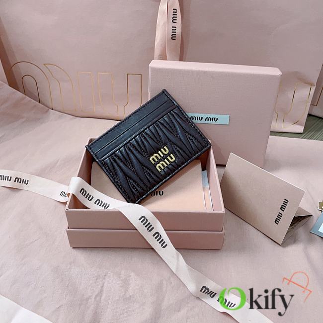 Okify MiuMiu Dark Brown Card Holder 8x10.5cm 24713 - 1