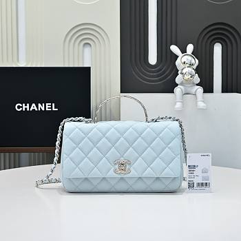 Okify CC 25S Coco Crush Handle Caviar Bag In Blue 23x13.5x7cm