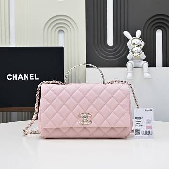 Okify CC 25S Coco Crush Handle Caviar Bag In Pink 23x13.5x7cm