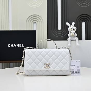 Okify CC 25S Coco Crush Handle Caviar Bag In White 23x13.5x7cm