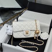 Okify CC Small CF Gold Ball Flap Bag In White Lambskin 20x13x7cm - 1