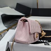 Okify CC Small CF Gold Ball Flap Bag In Pink Lambskin 20x13x7cm - 5