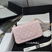 Okify CC Small CF Gold Ball Flap Bag In Pink Lambskin 20x13x7cm - 4