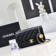 Okify CC Small CF Gold Ball Flap Bag In Black Lambskin 20x13x7cm - 1