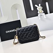 Okify CC Small CF Gold Ball Flap Bag In Black Lambskin 18x13x7cm - 5