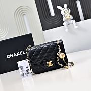 Okify CC Small CF Gold Ball Flap Bag In Black Lambskin 18x13x7cm - 1