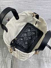 Okify Dior Medium Toujours Bag In Black And White Macrocannage Calfskin 28.5x19x21cm - 3
