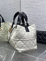 Okify Dior Medium Toujours Bag In Black And White Macrocannage Calfskin 28.5x19x21cm - 4