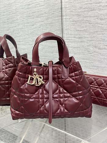 Okify Dior Medium Toujours Bag In Red Macrocannage Calfskin 28.5x19x21cm