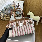 Okify Hermes Birkin Shoulder Light 29cm Canvas Embroidered Bag In Pink - 4