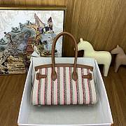 Okify Hermes Birkin Shoulder Light 29cm Canvas Embroidered Bag In Pink - 3