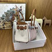 Okify Hermes Birkin Shoulder Light 29cm Canvas Embroidered Bag In Pink - 2