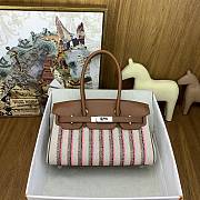 Okify Hermes Birkin Shoulder Light 29cm Canvas Embroidered Bag In Pink - 1