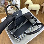 Okify Hermes Birkin Shoulder Light 29cm Canvas Embroidered Bag In Blue - 4